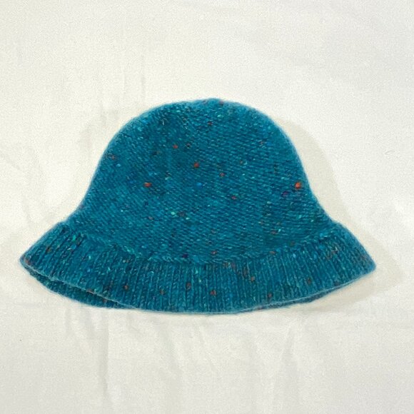 Made4U Felted Wool Knit Bucket Style Brim Beanie Hat Ireland Turquoise Speckles - Picture 6 of 10